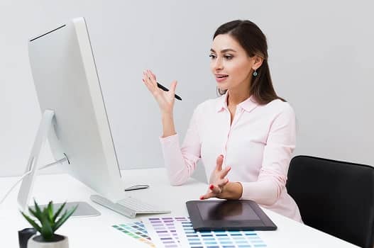 Designer working at desk